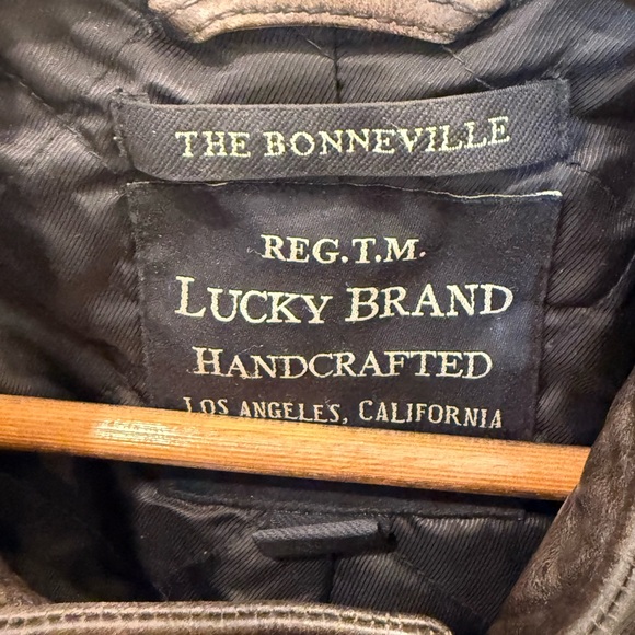 Lucky Brand Men's Distressed Brown Leather Jacket - Picture 2 of 3